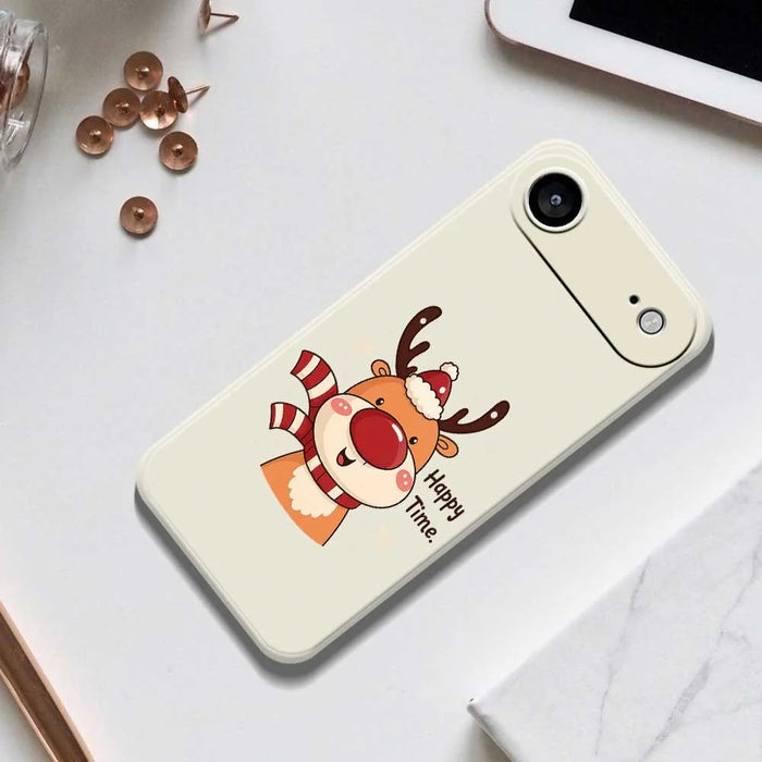 For iPhone Air Case Happy Time Deer Pattern Printing Straight Edge TPU Phone Back Cover - Beige - 6