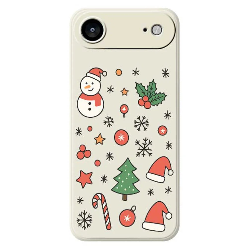 For iPhone Air Case Snowman and Santa Hat Pattern Printing Straight Edge TPU Phone Back Cover - Beige - 1
