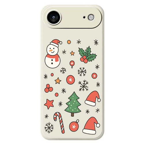 For iPhone Air Case Snowman and Santa Hat Pattern Printing Straight Edge TPU Phone Back Cover - Beige - 1