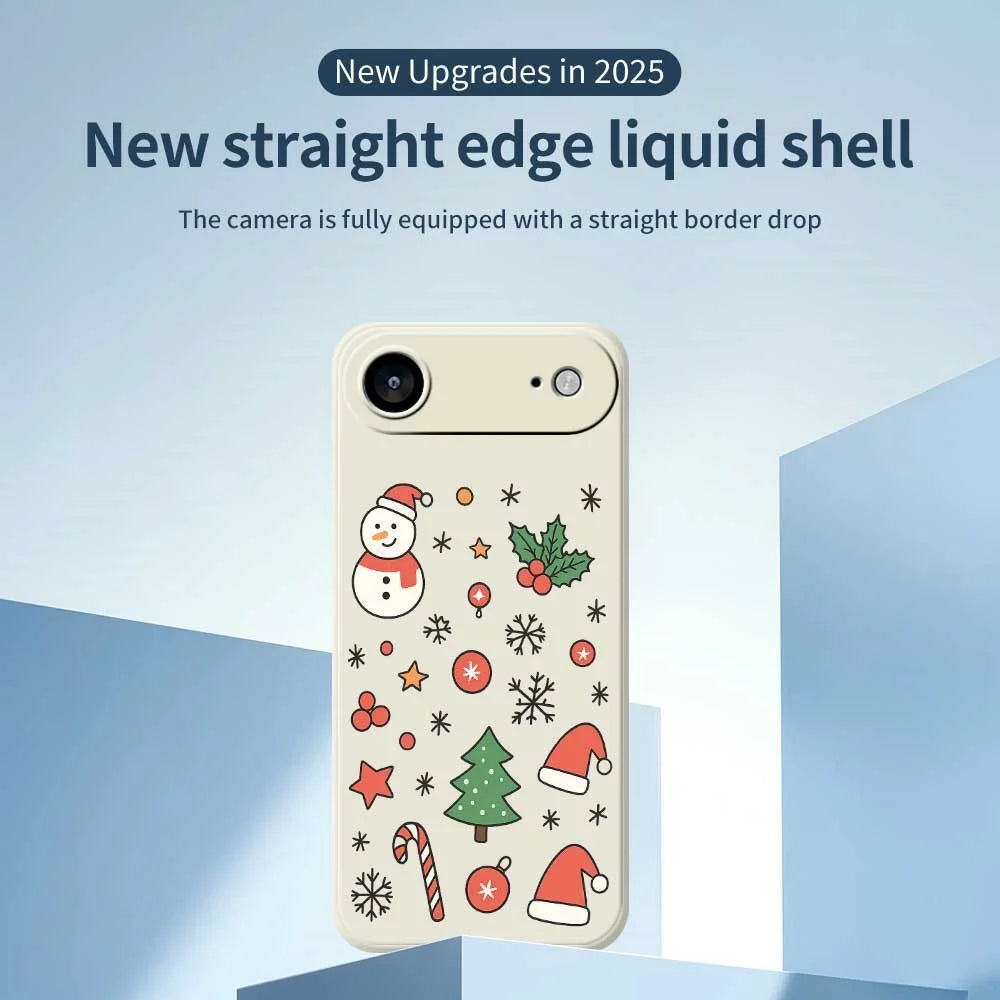 For iPhone Air Case Snowman and Santa Hat Pattern Printing Straight Edge TPU Phone Back Cover - Beige - 2