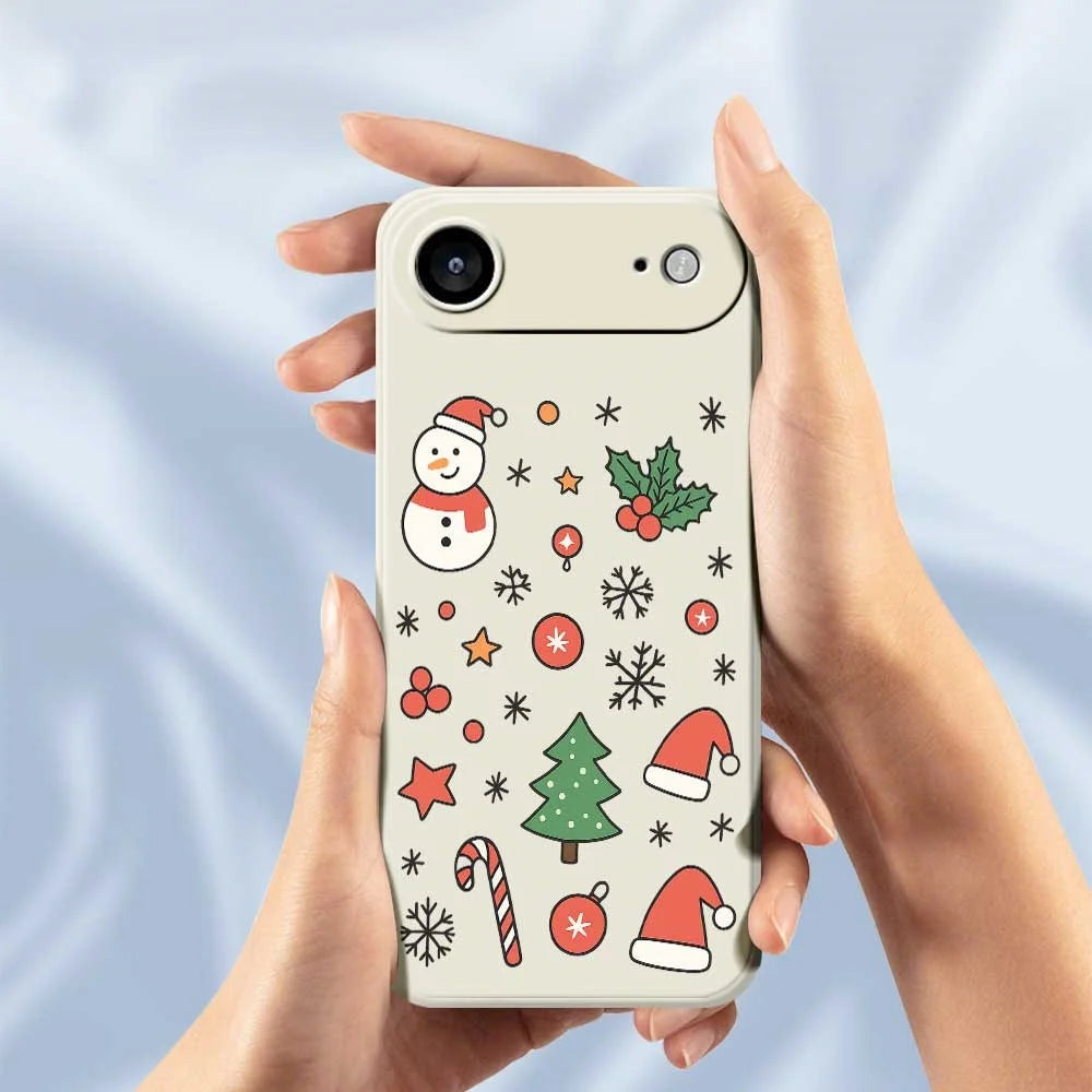 For iPhone Air Case Snowman and Santa Hat Pattern Printing Straight Edge TPU Phone Back Cover - Beige - 4