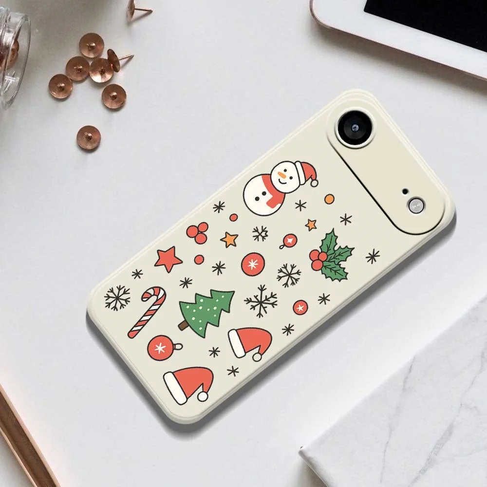 For iPhone Air Case Snowman and Santa Hat Pattern Printing Straight Edge TPU Phone Back Cover - Beige - 6