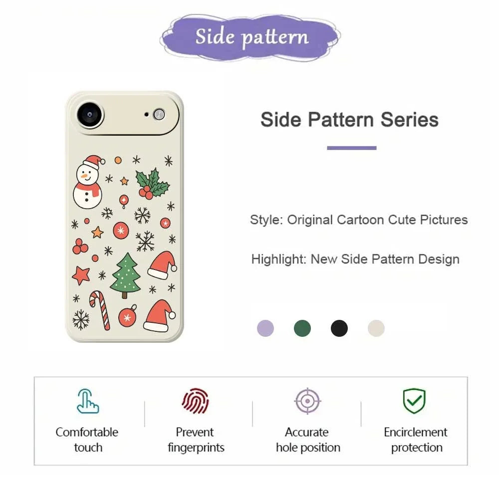 For iPhone Air Case Snowman and Santa Hat Pattern Printing Straight Edge TPU Phone Back Cover - Beige - 7