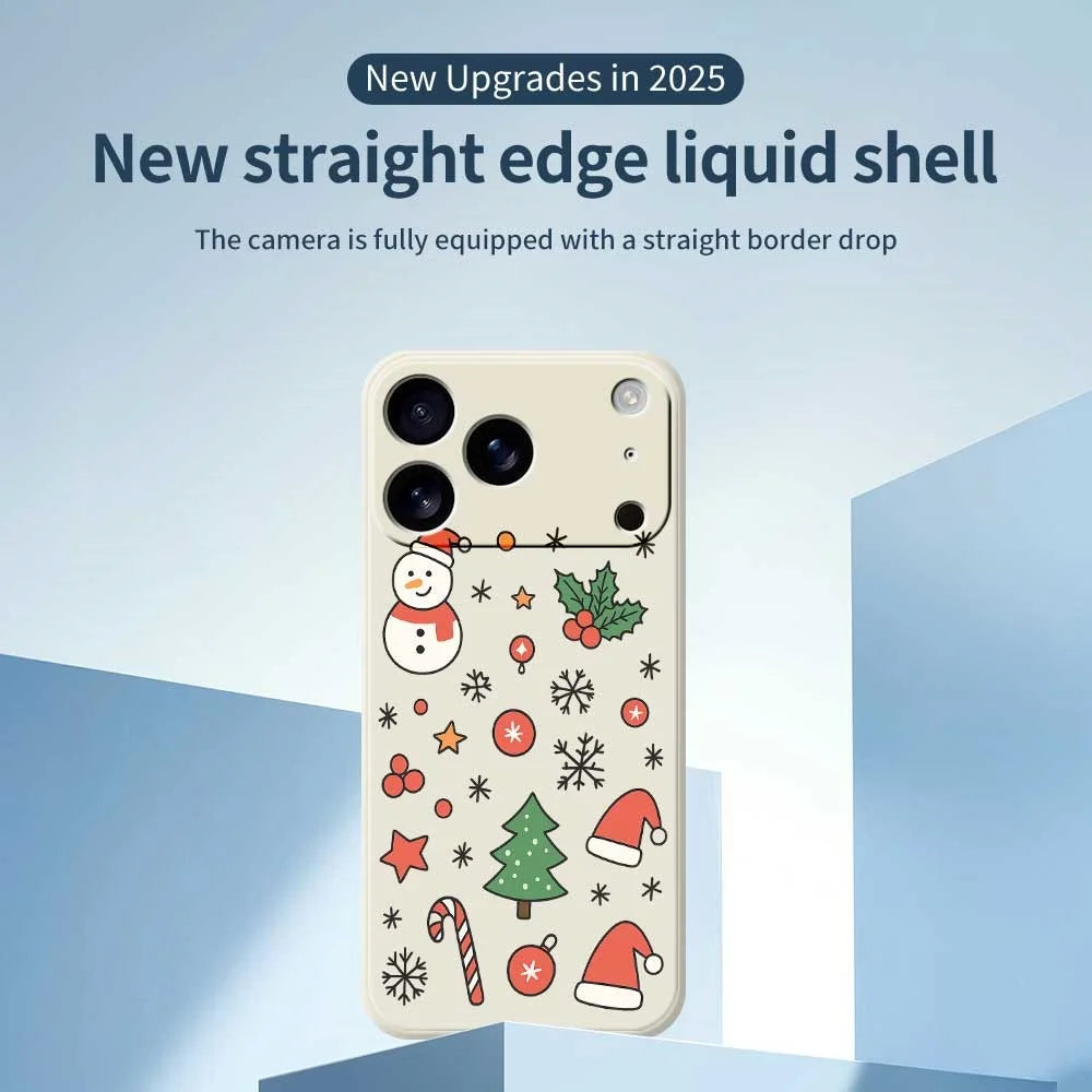 For iPhone 18 Pro Max / 17 Pro Max Case Snowman and Santa Hat Pattern Printing Straight Edge TPU Phone Back Cover - Green - 2