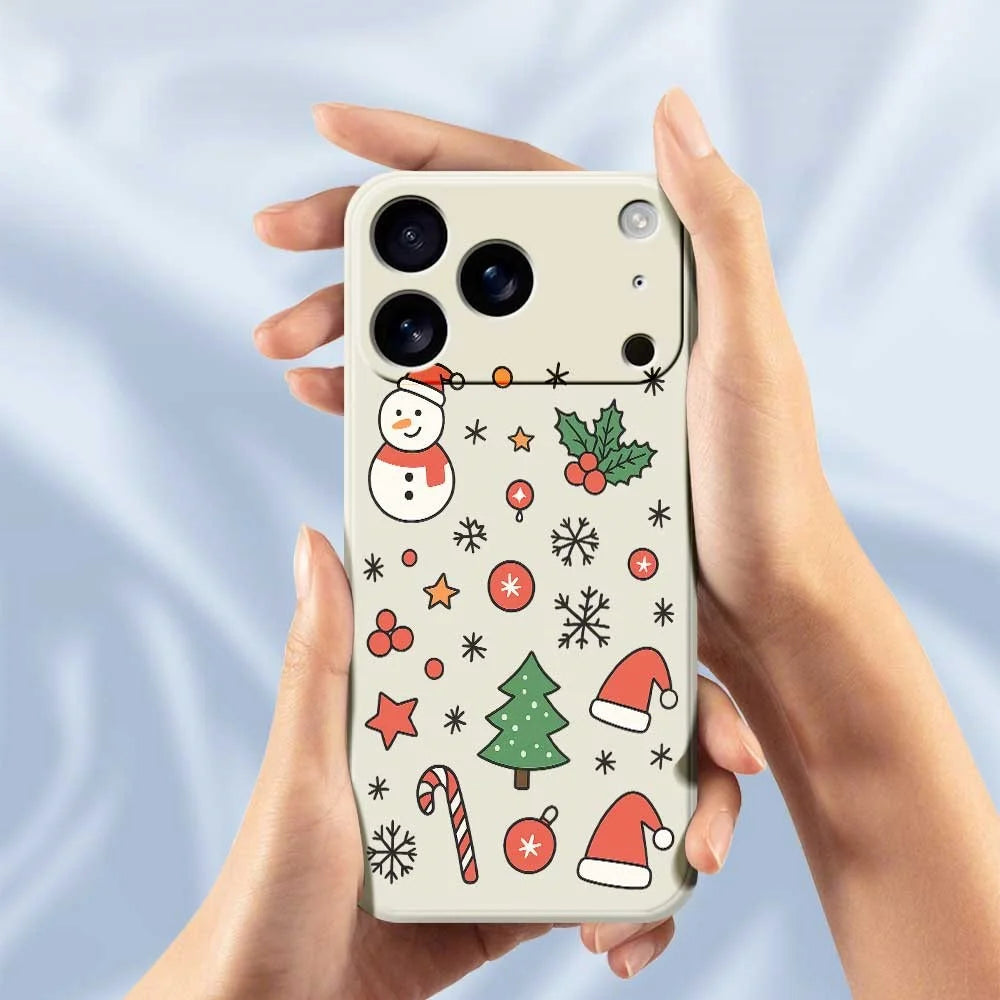 For iPhone 18 Pro Max / 17 Pro Max Case Snowman and Santa Hat Pattern Printing Straight Edge TPU Phone Back Cover - Green - 4