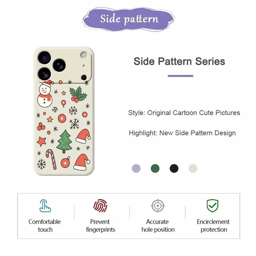 For iPhone 18 Pro Max / 17 Pro Max Case Snowman and Santa Hat Pattern Printing Straight Edge TPU Phone Back Cover - Green - 7