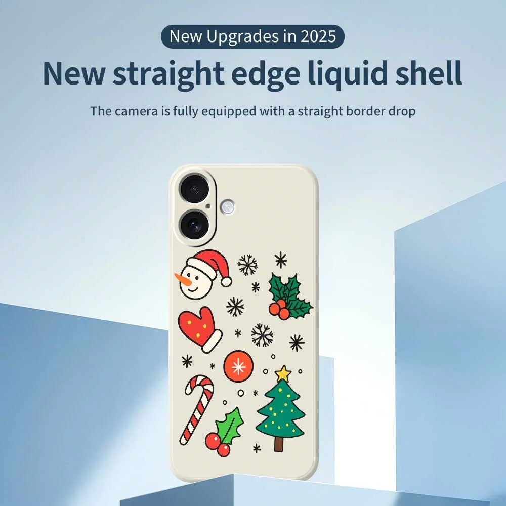 For iPhone 17 Case Christmas Snowman and Tree Pattern Printing Straight Edge TPU Phone Back Cover - Green - 2