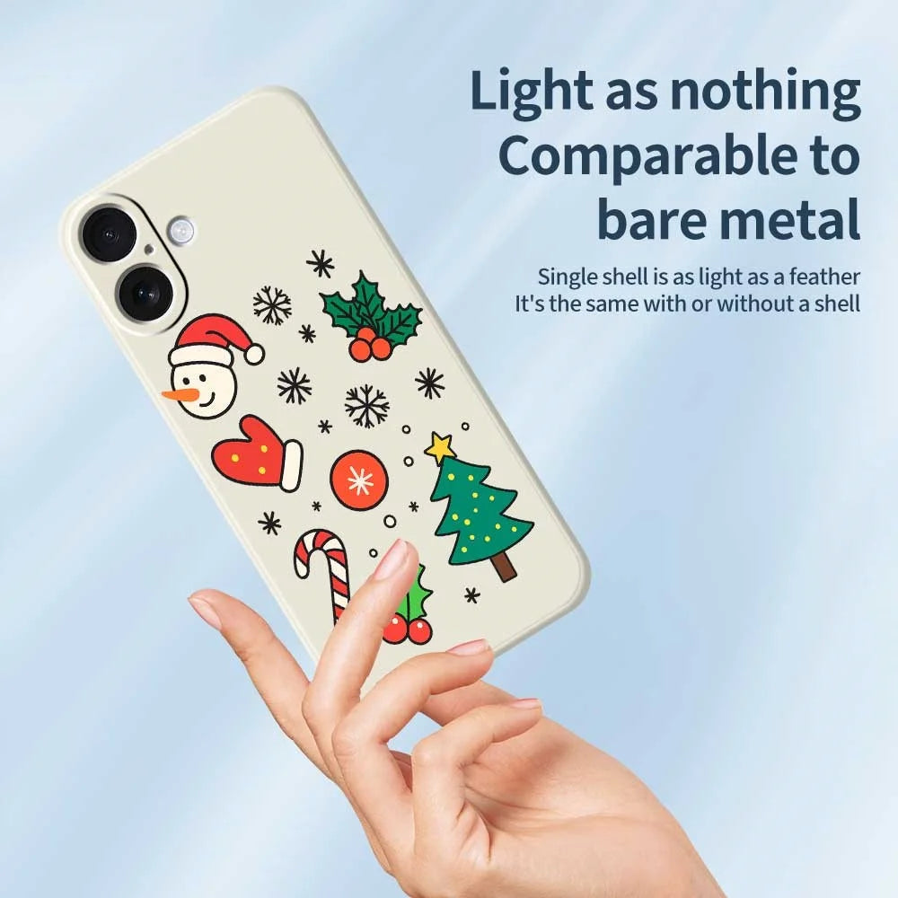 For iPhone 17 Case Christmas Snowman and Tree Pattern Printing Straight Edge TPU Phone Back Cover - Green - 3