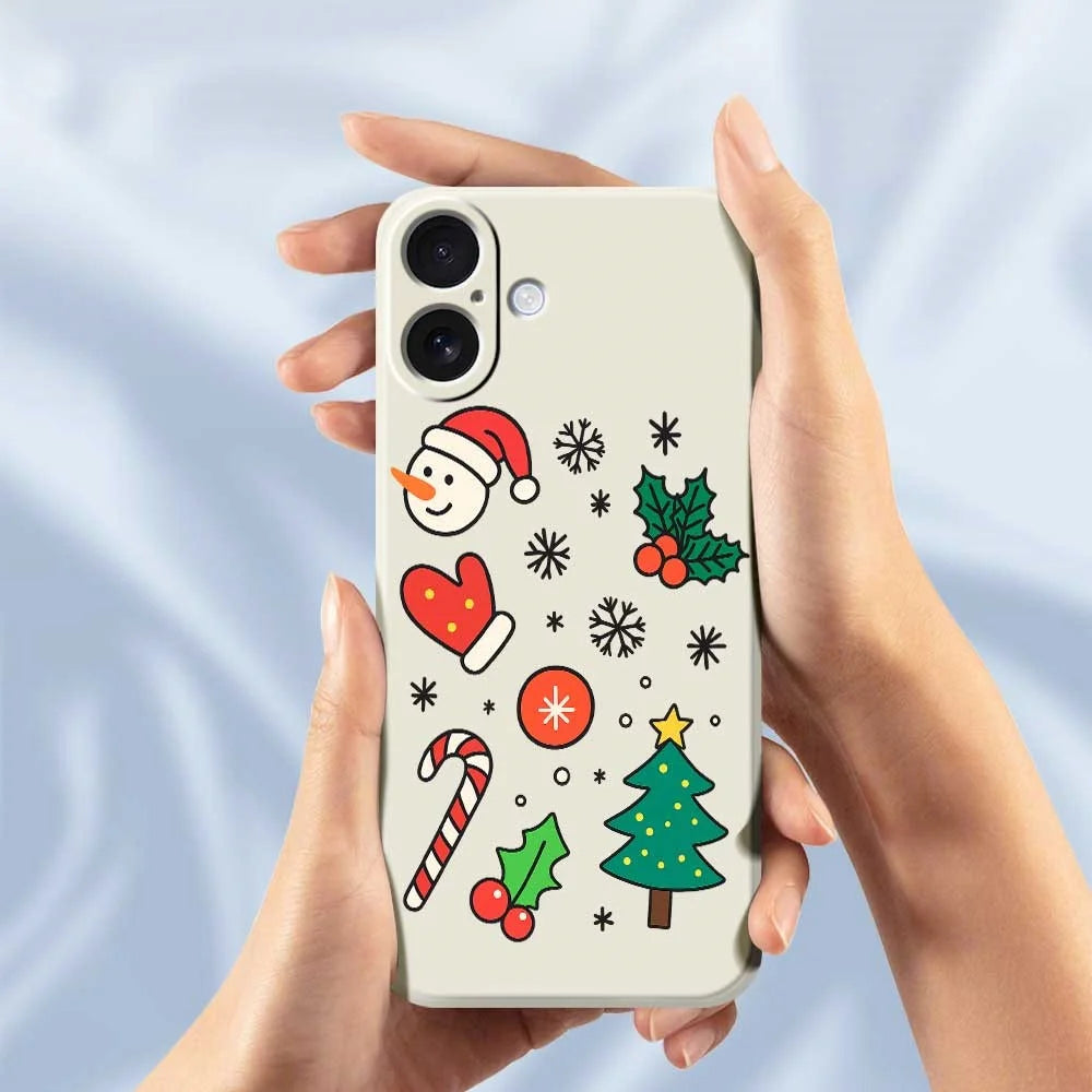 For iPhone 17 Case Christmas Snowman and Tree Pattern Printing Straight Edge TPU Phone Back Cover - Green - 4