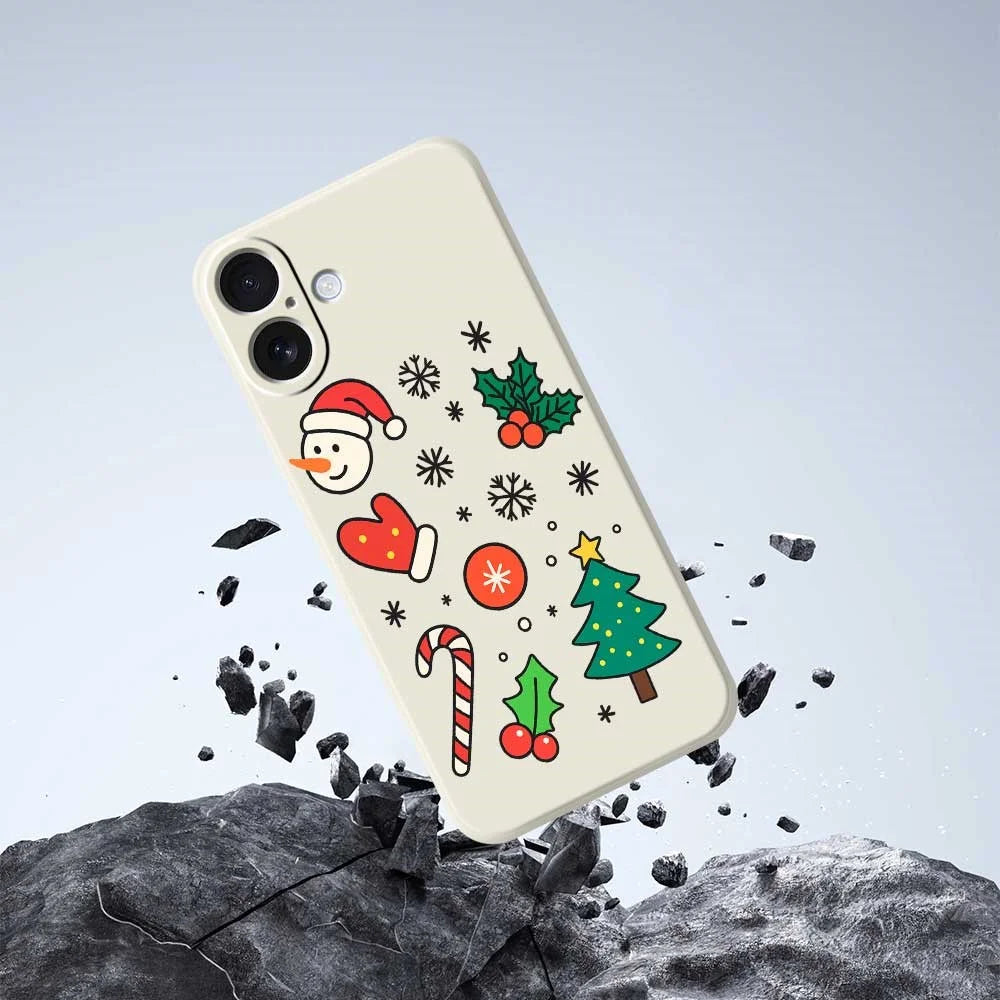 For iPhone 17 Case Christmas Snowman and Tree Pattern Printing Straight Edge TPU Phone Back Cover - Green - 5