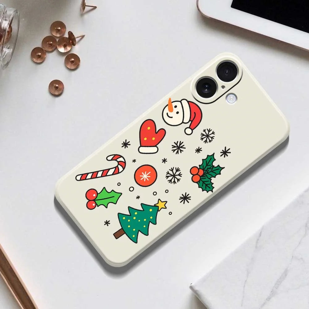 For iPhone 17 Case Christmas Snowman and Tree Pattern Printing Straight Edge TPU Phone Back Cover - Green - 6