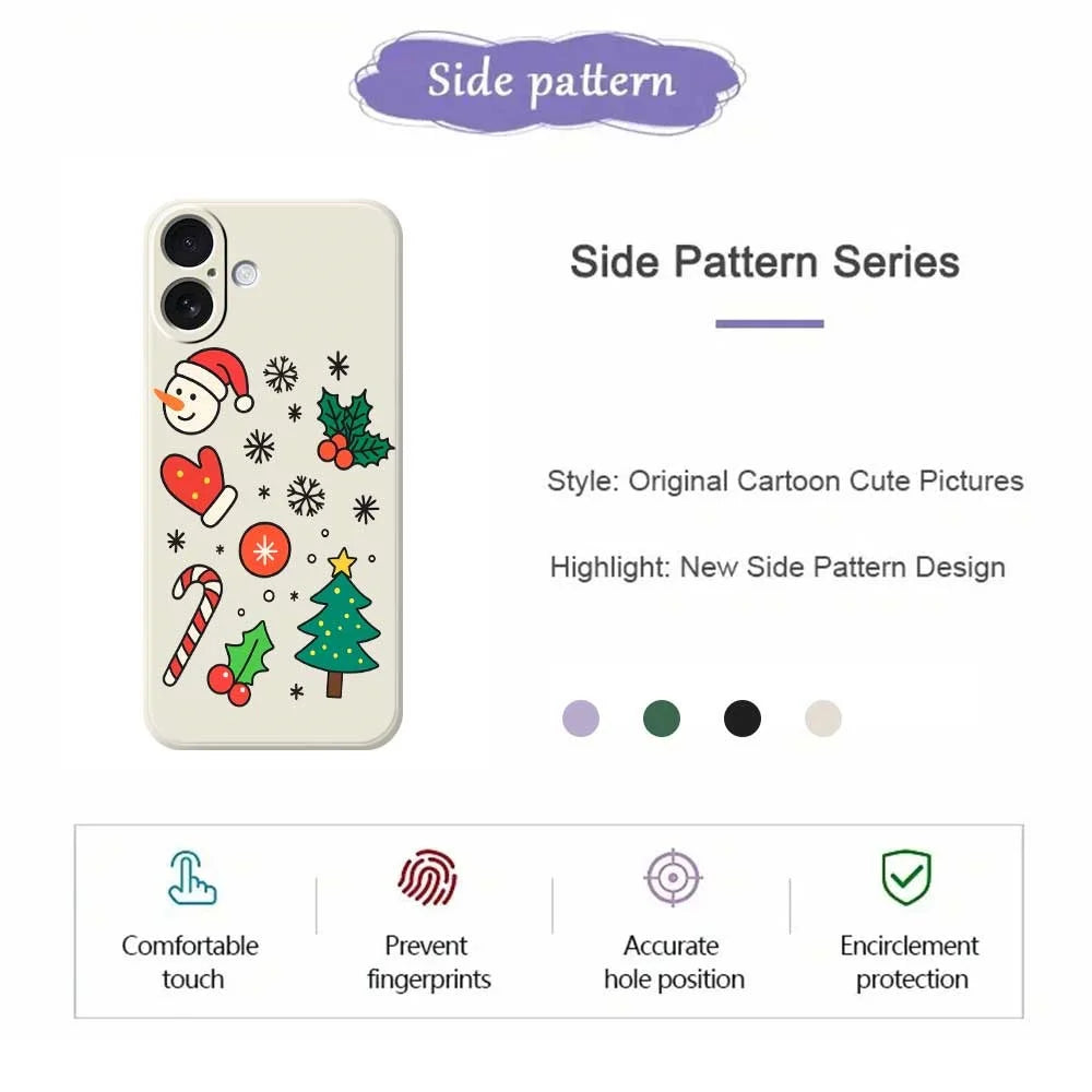 For iPhone 17 Case Christmas Snowman and Tree Pattern Printing Straight Edge TPU Phone Back Cover - Green - 7