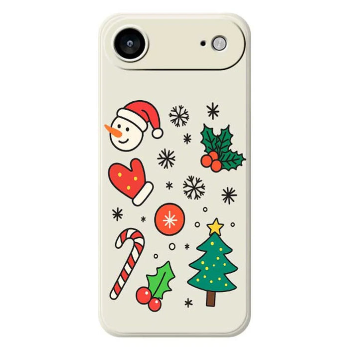 For iPhone Air Case Christmas Snowman and Tree Pattern Printing Straight Edge TPU Phone Back Cover - Beige - 1