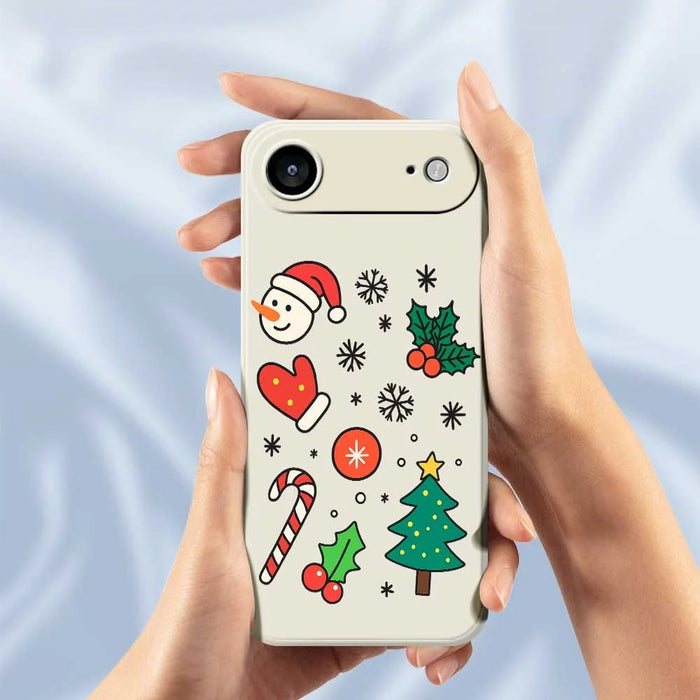 For iPhone Air Case Christmas Snowman and Tree Pattern Printing Straight Edge TPU Phone Back Cover - Beige - 5