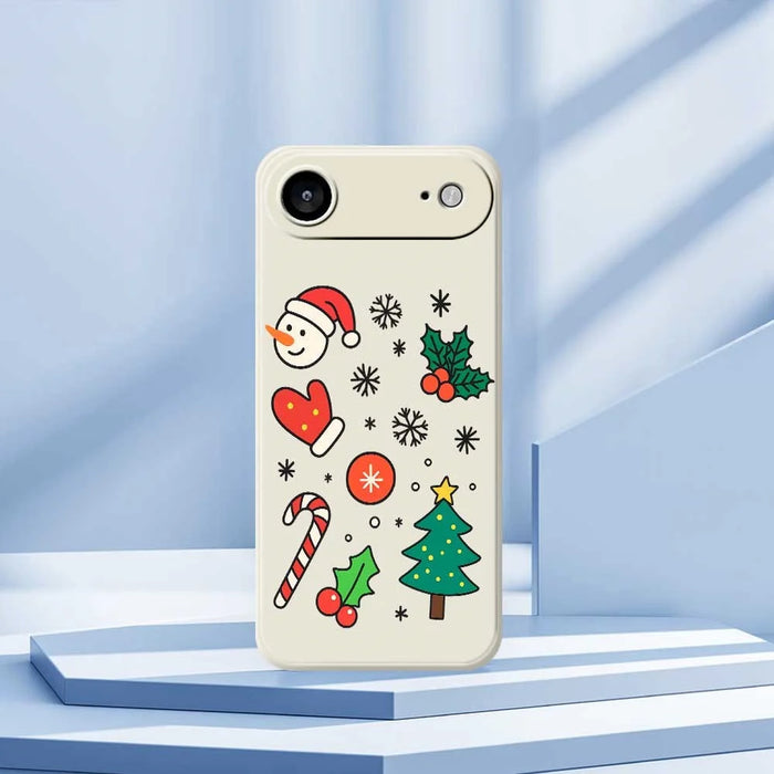 For iPhone Air Case Christmas Snowman and Tree Pattern Printing Straight Edge TPU Phone Back Cover - Beige - 7