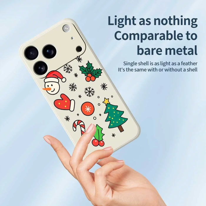 For iPhone 18 Pro / 17 Pro Case Christmas Snowman and Tree Pattern Printing Straight Edge TPU Phone Back Cover - Green - 3
