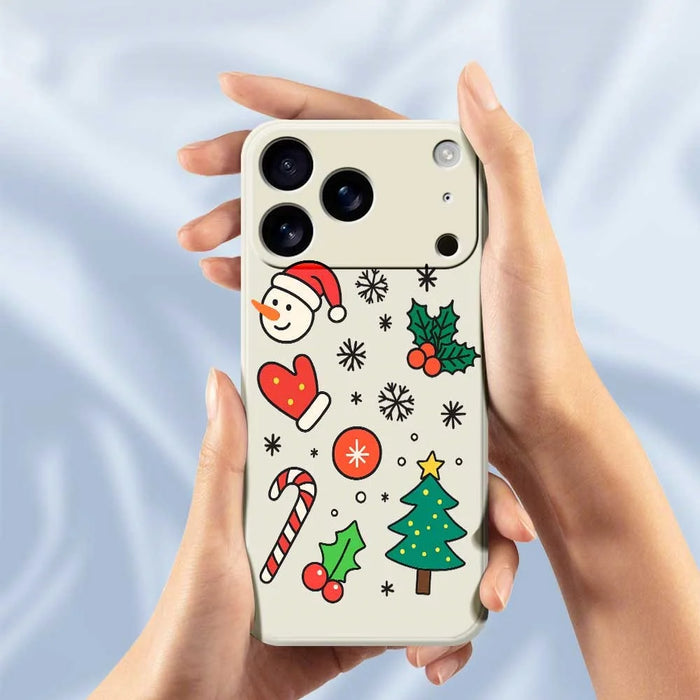 For iPhone 18 Pro / 17 Pro Case Christmas Snowman and Tree Pattern Printing Straight Edge TPU Phone Back Cover - Green - 4