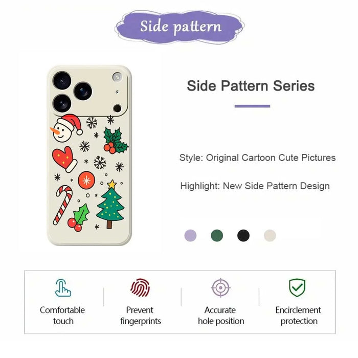 For iPhone 18 Pro / 17 Pro Case Christmas Snowman and Tree Pattern Printing Straight Edge TPU Phone Back Cover - Green - 7