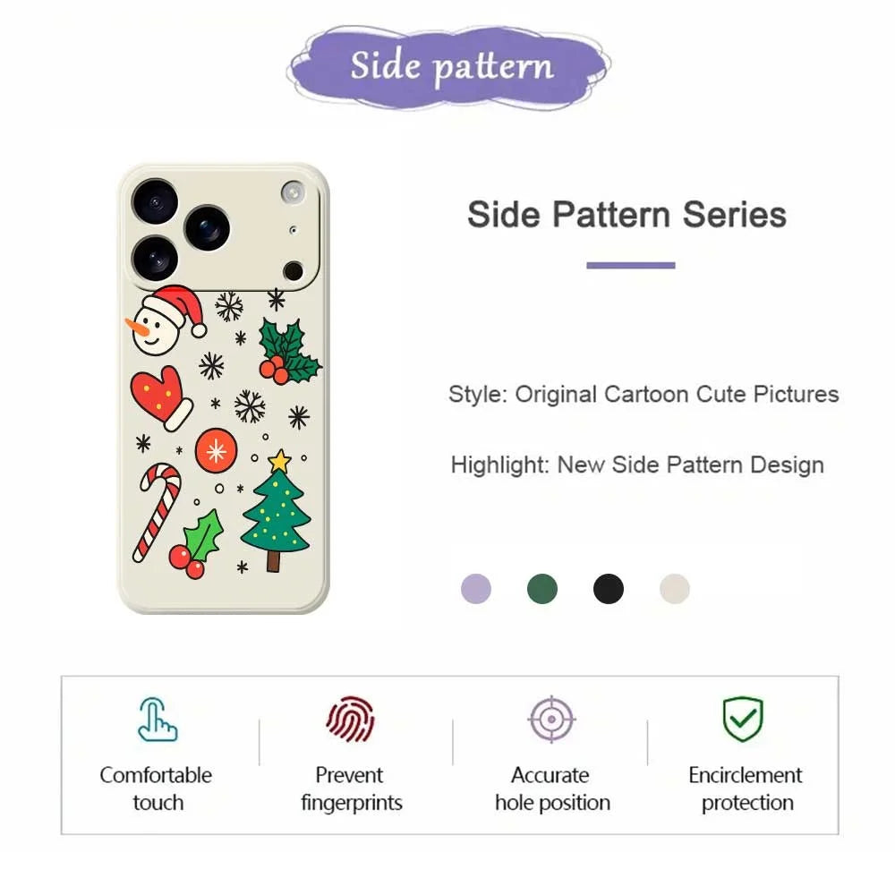 For iPhone 18 Pro Max / 17 Pro Max Case Christmas Snowman and Tree Pattern Printing Straight Edge TPU Phone Back Cover - Beige - 7