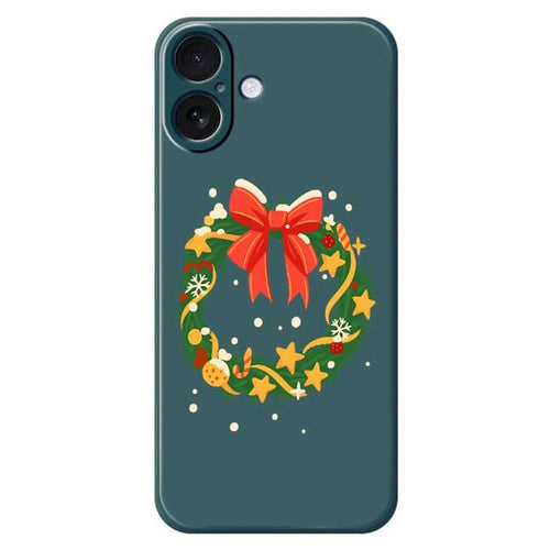 For iPhone 17 Case Bow Wreath Pattern Printing Straight Edge TPU Phone Back Cover - Green - 1