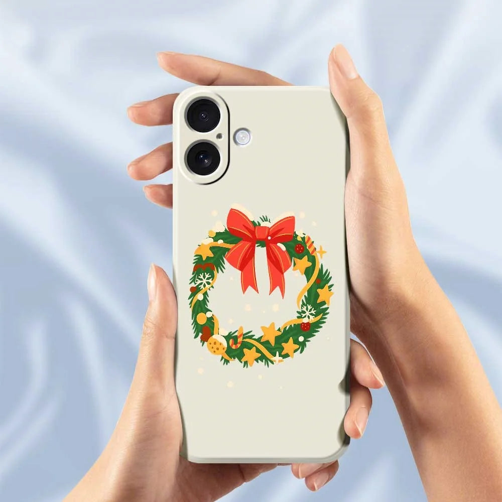 For iPhone 17 Case Bow Wreath Pattern Printing Straight Edge TPU Phone Back Cover - Green - 4