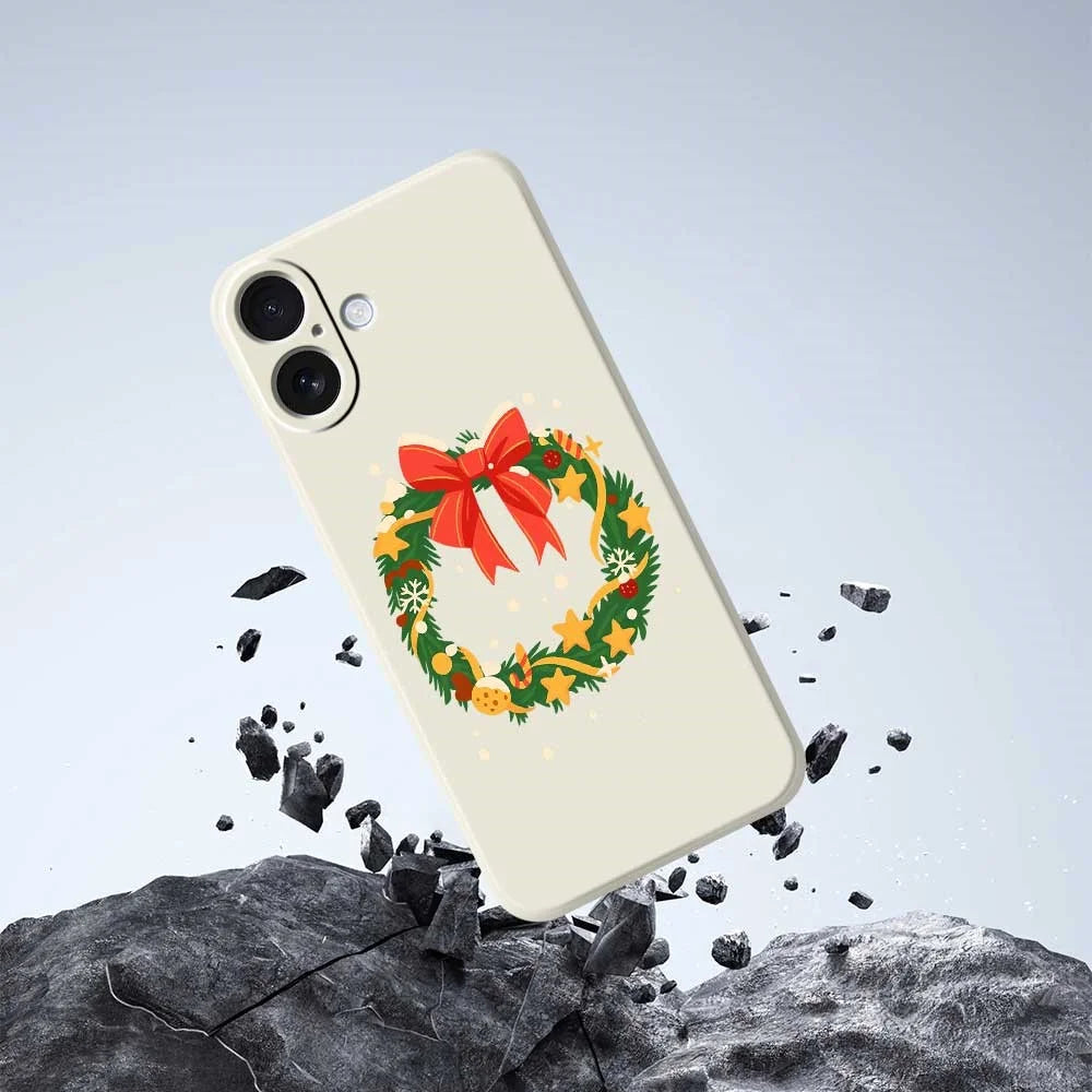 For iPhone 17 Case Bow Wreath Pattern Printing Straight Edge TPU Phone Back Cover - Green - 5