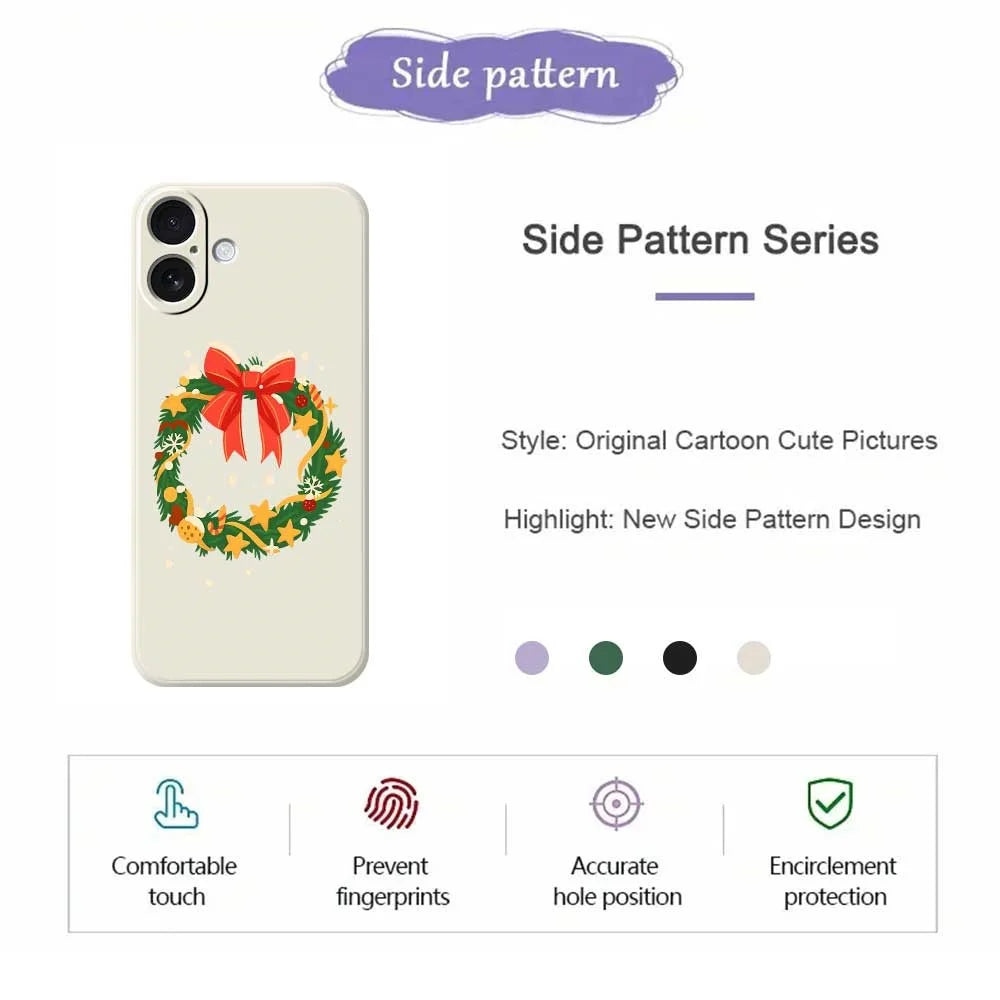 For iPhone 17 Case Bow Wreath Pattern Printing Straight Edge TPU Phone Back Cover - Green - 7