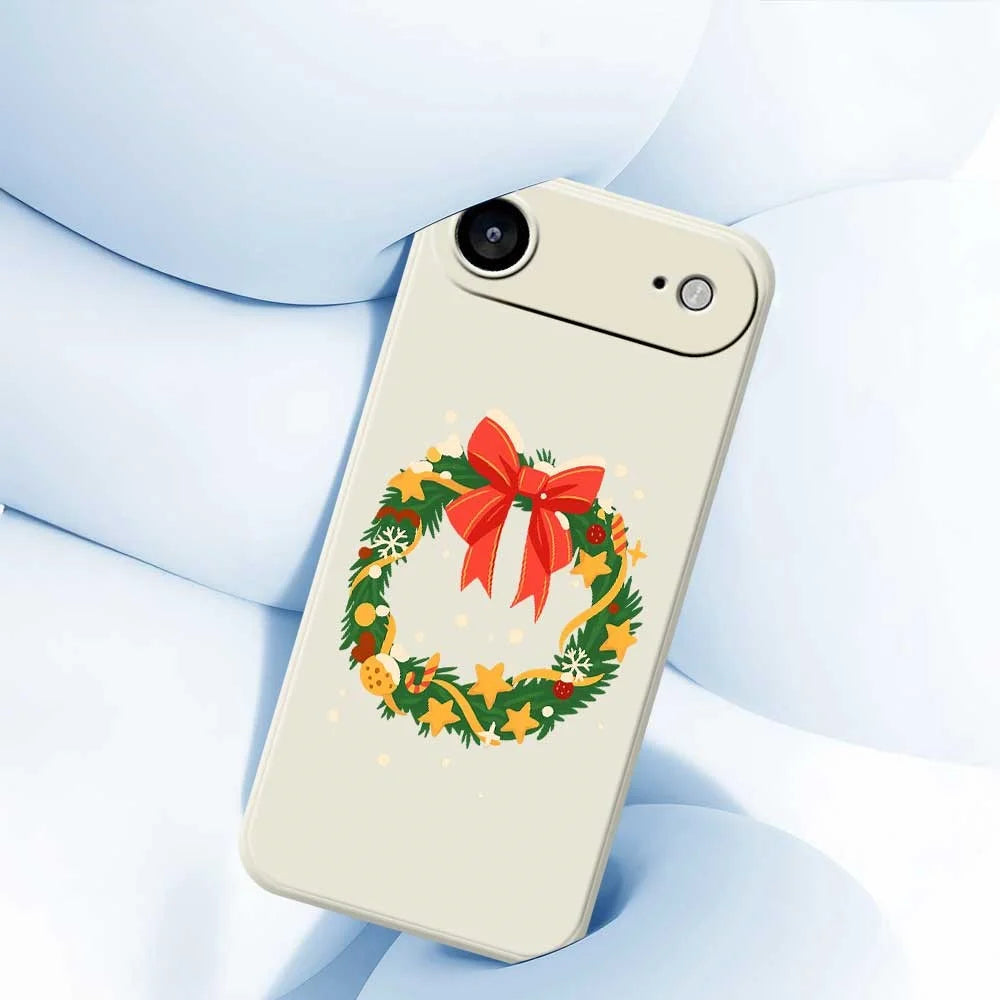 For iPhone Air Case Bow Wreath Pattern Printing Straight Edge TPU Phone Back Cover - Beige - 4
