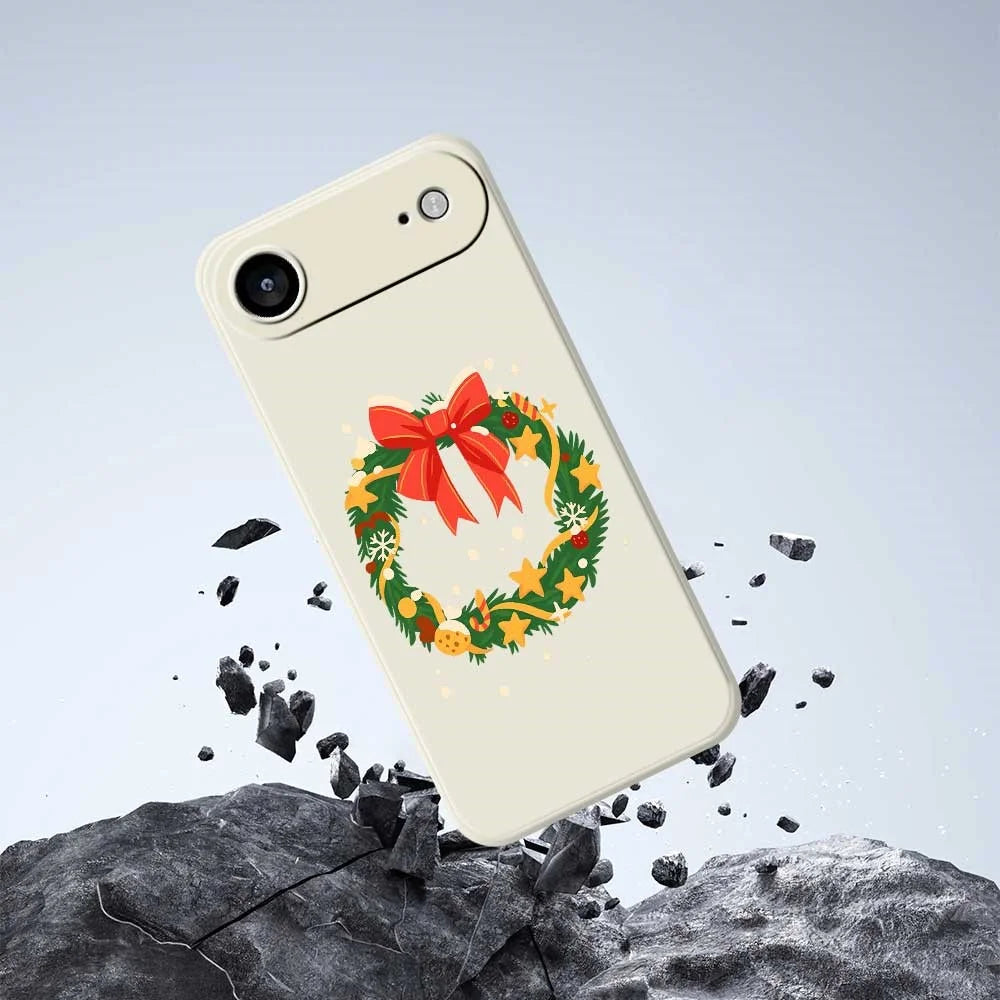 For iPhone Air Case Bow Wreath Pattern Printing Straight Edge TPU Phone Back Cover - Beige - 6