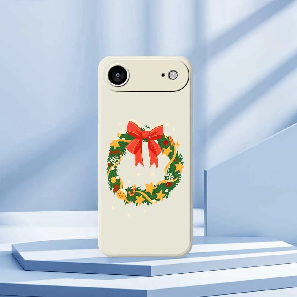 For iPhone Air Case Bow Wreath Pattern Printing Straight Edge TPU Phone Back Cover - Beige - 7