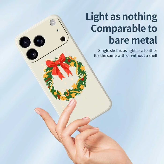 For iPhone 18 Pro / 17 Pro Case Bow Wreath Pattern Printing Straight Edge TPU Phone Back Cover - Beige - 3