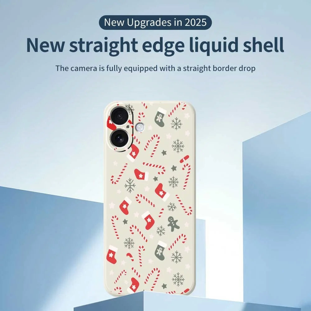 For iPhone 17 Case Red Grey Socks and Canes Pattern Printing Straight Edge TPU Phone Back Cover - Beige - 2
