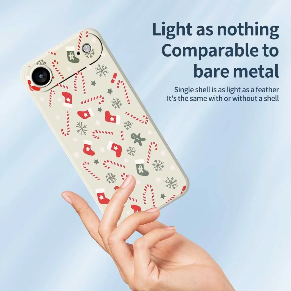 For iPhone Air Case Red Grey Socks and Canes Pattern Printing Straight Edge TPU Phone Back Cover - Beige - 3