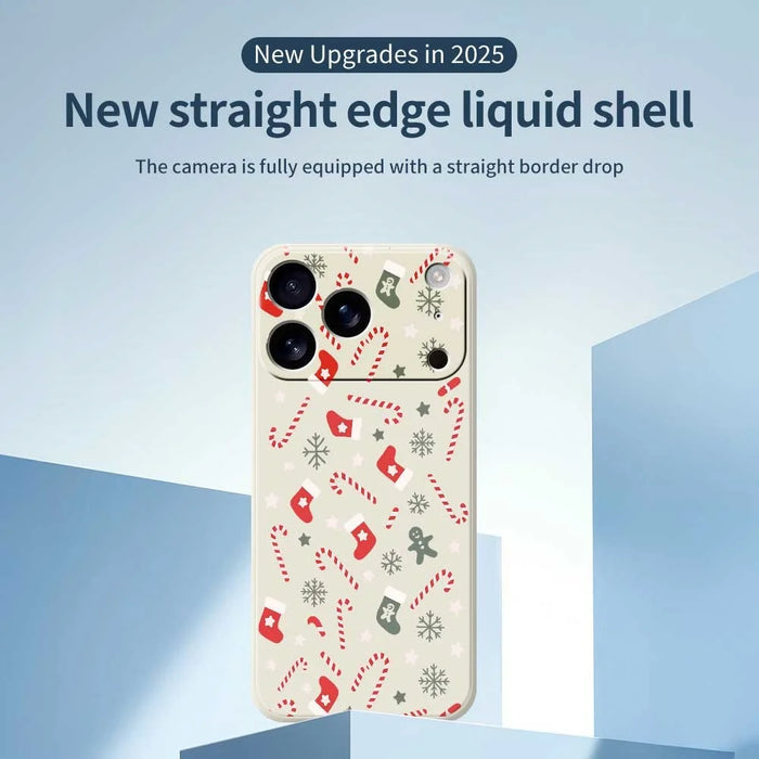 For iPhone 18 Pro Max / 17 Pro Max Case Red Grey Socks and Canes Pattern Printing Straight Edge TPU Phone Back Cover - Beige - 2