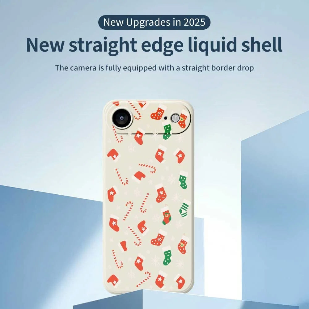 For iPhone Air Case Red Green Socks and Canes Pattern Printing Straight Edge TPU Phone Back Cover - Beige - 2