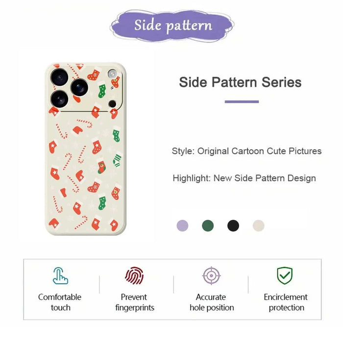 For iPhone 18 Pro Max / 17 Pro Max Case Red Green Socks and Canes Pattern Printing Straight Edge TPU Phone Back Cover - Beige - 7