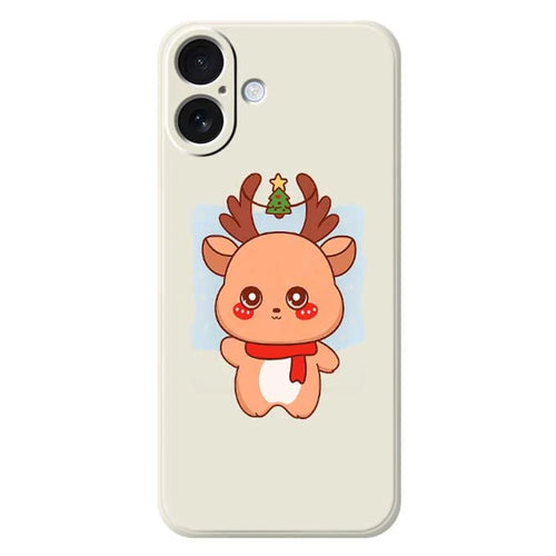 For iPhone 17 Case Cartoon Deer Pattern Printing Straight Edge TPU Phone Back Cover - Beige - 1