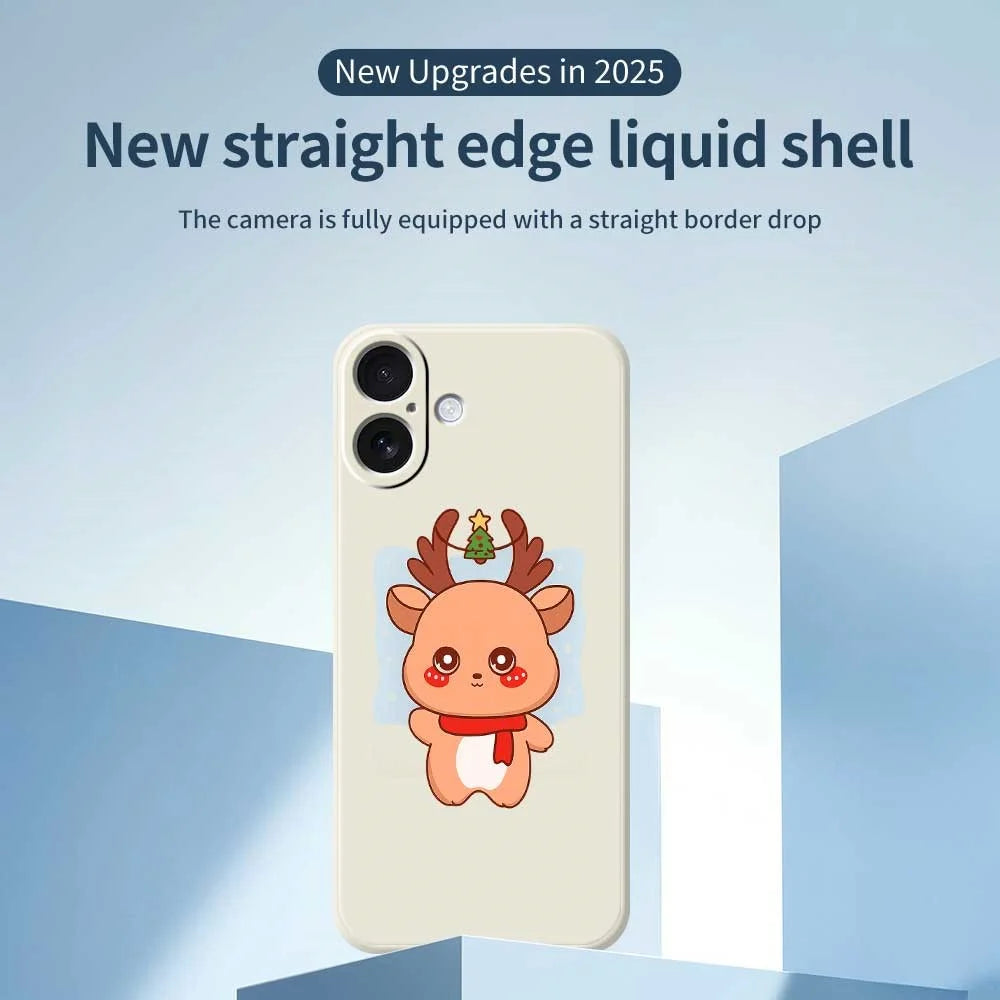 For iPhone 17 Case Cartoon Deer Pattern Printing Straight Edge TPU Phone Back Cover - Beige - 2
