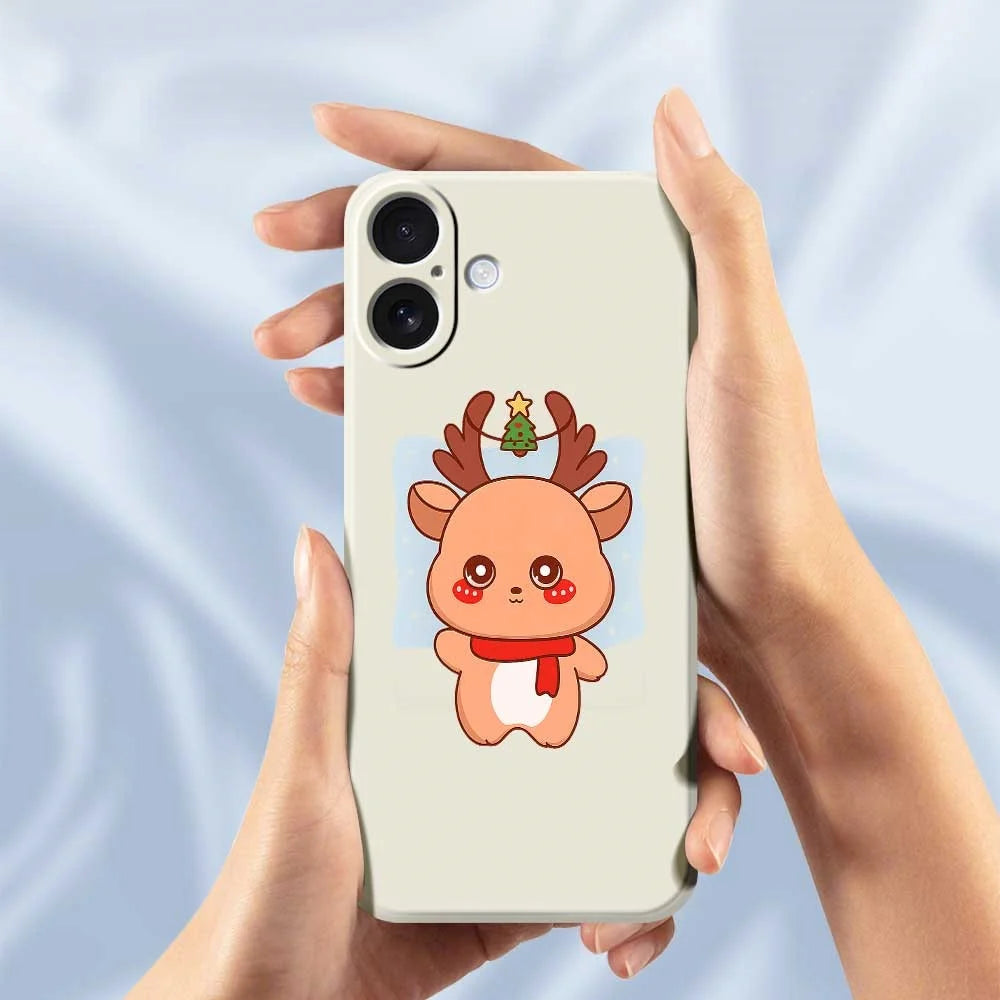 For iPhone 17 Case Cartoon Deer Pattern Printing Straight Edge TPU Phone Back Cover - Beige - 4