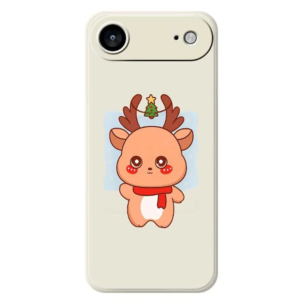 For iPhone Air Case Cartoon Deer Pattern Printing Straight Edge TPU Phone Back Cover - Beige - 1