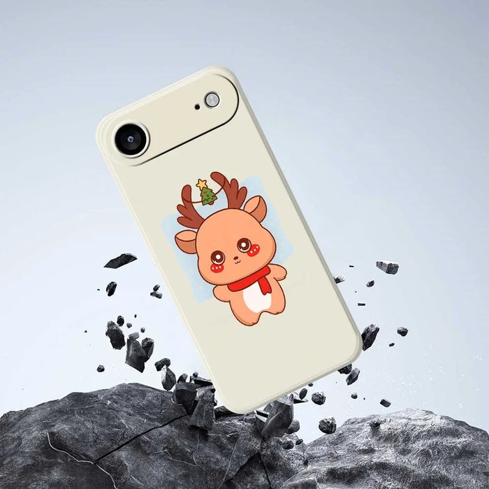 For iPhone Air Case Cartoon Deer Pattern Printing Straight Edge TPU Phone Back Cover - Beige - 6