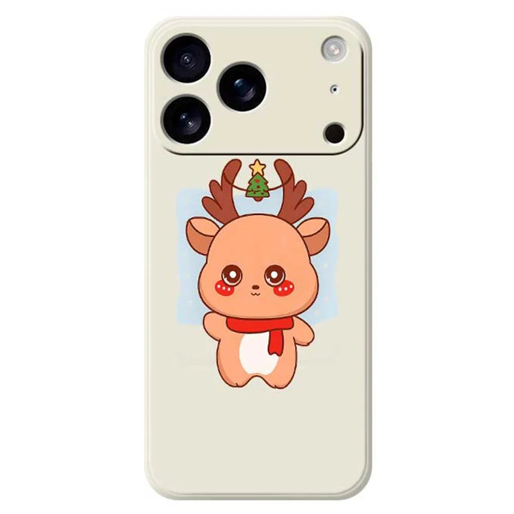 For iPhone 18 Pro Max / 17 Pro Max Case Cartoon Deer Pattern Printing Straight Edge TPU Phone Back Cover - Beige - 1