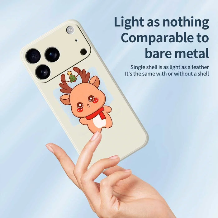 For iPhone 18 Pro Max / 17 Pro Max Case Cartoon Deer Pattern Printing Straight Edge TPU Phone Back Cover - Beige - 3