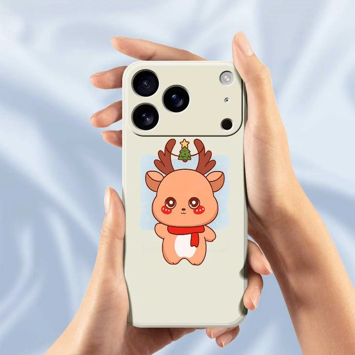 For iPhone 18 Pro Max / 17 Pro Max Case Cartoon Deer Pattern Printing Straight Edge TPU Phone Back Cover - Beige - 4