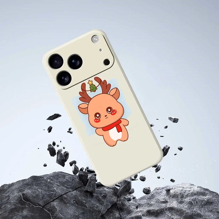 For iPhone 18 Pro Max / 17 Pro Max Case Cartoon Deer Pattern Printing Straight Edge TPU Phone Back Cover - Beige - 5