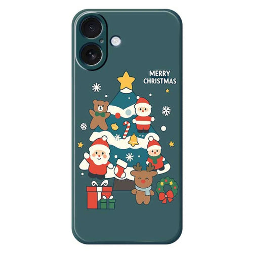 For iPhone 17 Case Christmas Tree Gifts Pattern Printing Straight Edge TPU Phone Back Cover - Green - 1