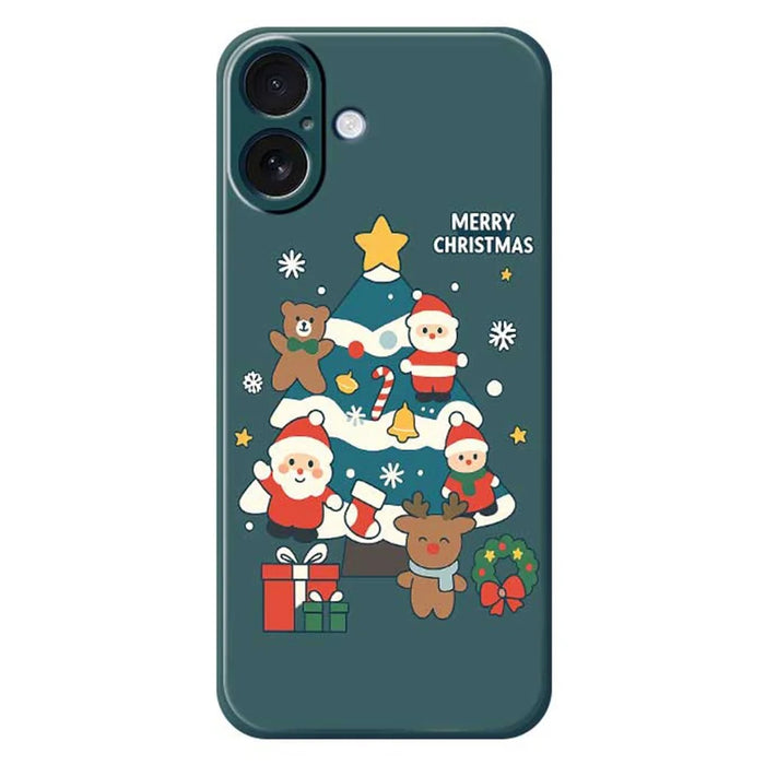 For iPhone 17 Case Christmas Tree Gifts Pattern Printing Straight Edge TPU Phone Back Cover - Green - 1