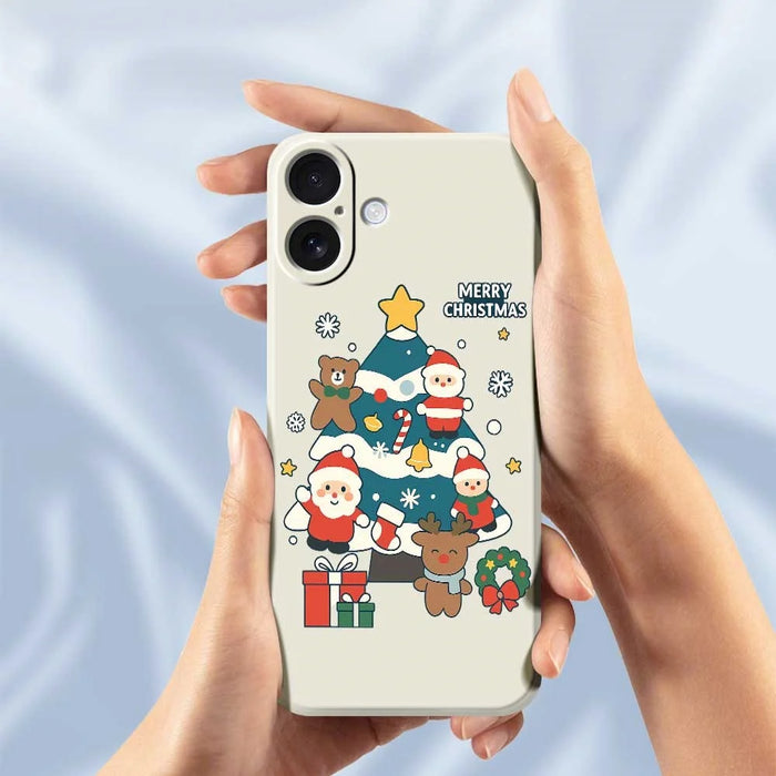 For iPhone 17 Case Christmas Tree Gifts Pattern Printing Straight Edge TPU Phone Back Cover - Green - 4