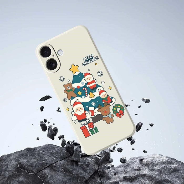 For iPhone 17 Case Christmas Tree Gifts Pattern Printing Straight Edge TPU Phone Back Cover - Green - 5