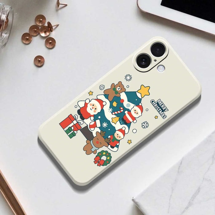 For iPhone 17 Case Christmas Tree Gifts Pattern Printing Straight Edge TPU Phone Back Cover - Green - 6